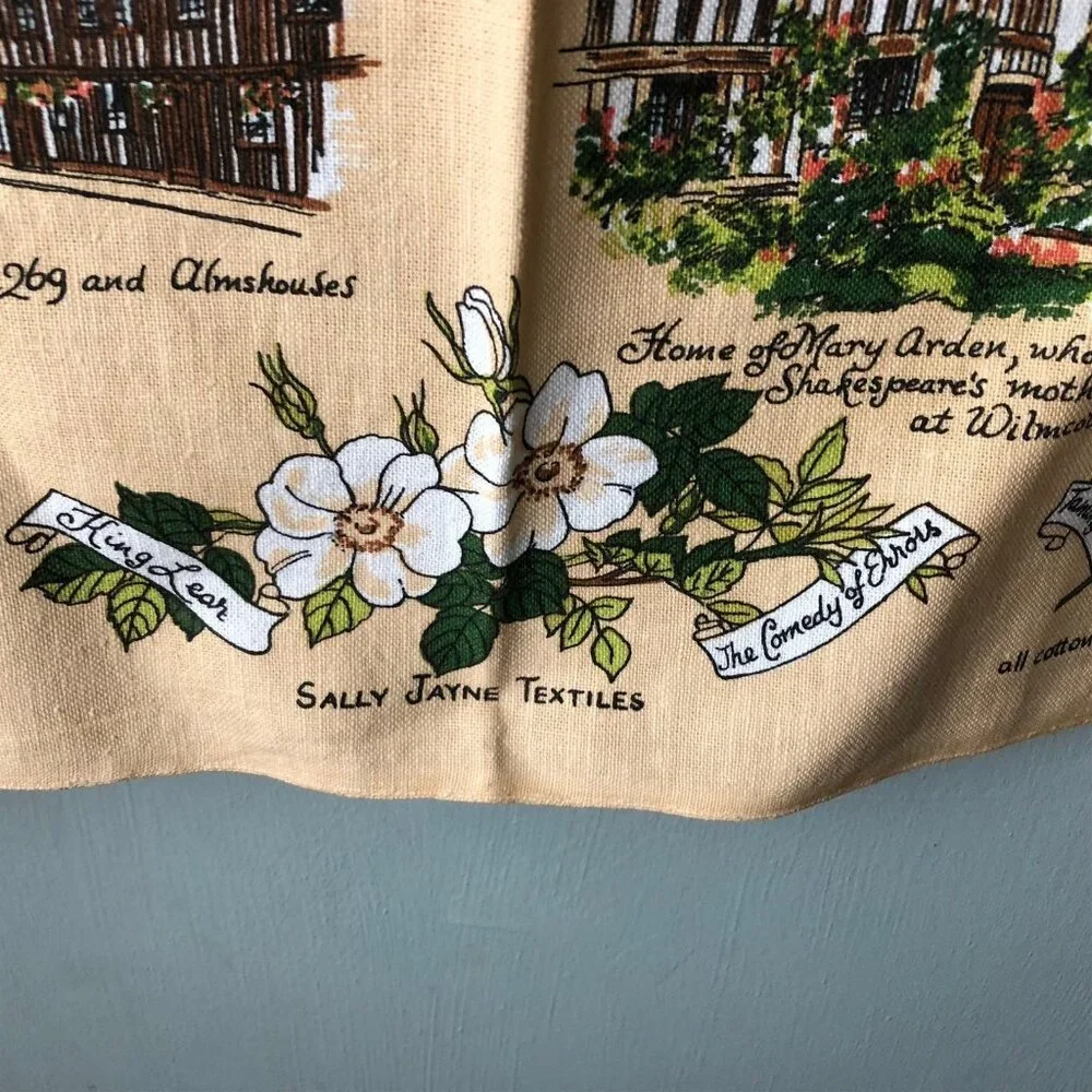 Shakespeare's Stratford Tea Towel British Souvenir Sally Jayne textiles